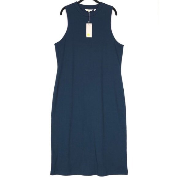 NWT Boden Racer Rib Jersey Midi Dress Sleeveless Fitted Size 20/22R Green D0610 - Picture 5 of 13